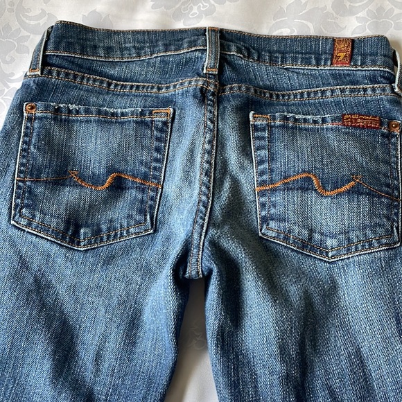 7 for all mankind low rise skinny jeans minimal distress on pockets Sz 24 - Picture 4 of 9